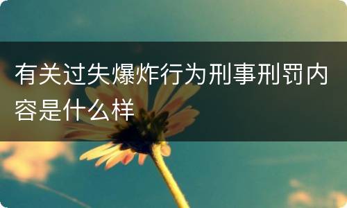 有关过失爆炸行为刑事刑罚内容是什么样