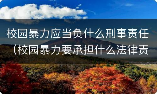 校园暴力应当负什么刑事责任（校园暴力要承担什么法律责任）