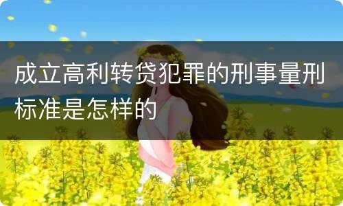 成立高利转贷犯罪的刑事量刑标准是怎样的