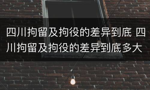 四川拘留及拘役的差异到底 四川拘留及拘役的差异到底多大