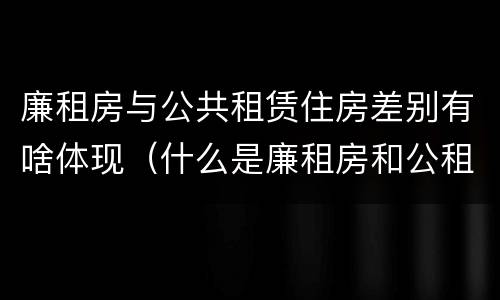 廉租房与公共租赁住房差别有啥体现（什么是廉租房和公租房两个有什么特点）