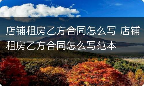 店铺租房乙方合同怎么写 店铺租房乙方合同怎么写范本