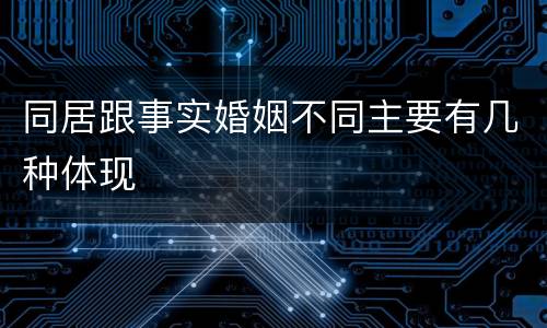 同居跟事实婚姻不同主要有几种体现