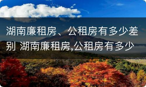 湖南廉租房、公租房有多少差别 湖南廉租房,公租房有多少差别呢