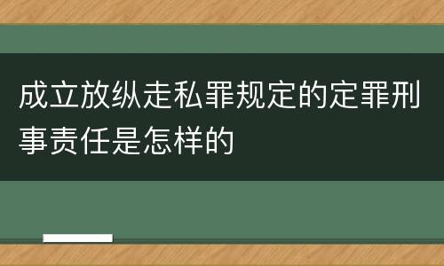 成立放纵走私罪规定的定罪刑事责任是怎样的