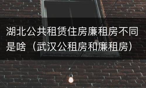 湖北公共租赁住房廉租房不同是啥（武汉公租房和廉租房）