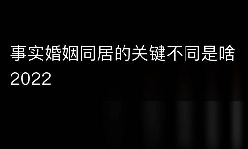 事实婚姻同居的关键不同是啥2022