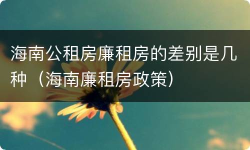 海南公租房廉租房的差别是几种（海南廉租房政策）