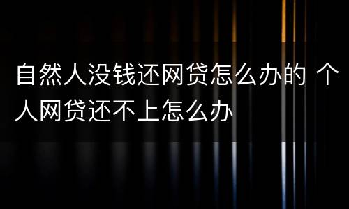 自然人没钱还网贷怎么办的 个人网贷还不上怎么办