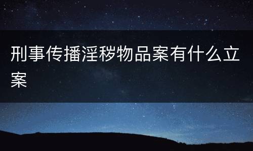 刑事传播淫秽物品案有什么立案