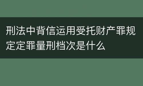 刑法中背信运用受托财产罪规定定罪量刑档次是什么