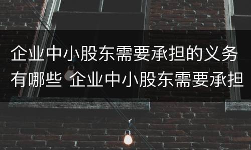 企业中小股东需要承担的义务有哪些 企业中小股东需要承担的义务有哪些内容
