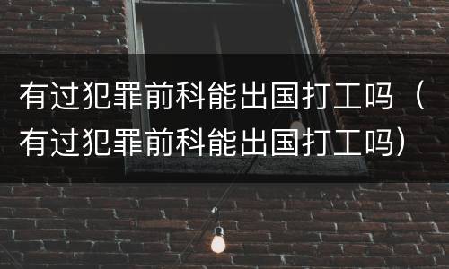 有过犯罪前科能出国打工吗（有过犯罪前科能出国打工吗）