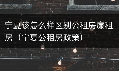 宁夏该怎么样区别公租房廉租房（宁夏公租房政策）