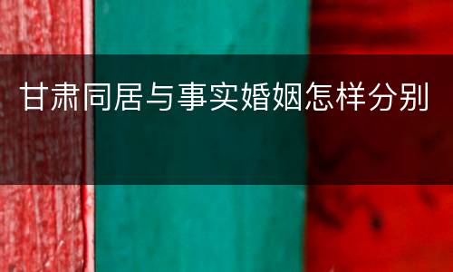 甘肃同居与事实婚姻怎样分别