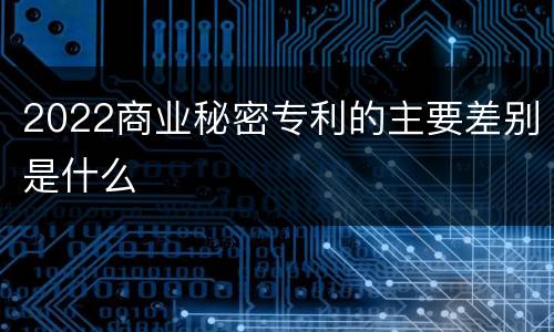 2022商业秘密专利的主要差别是什么
