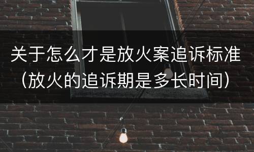 关于怎么才是放火案追诉标准（放火的追诉期是多长时间）