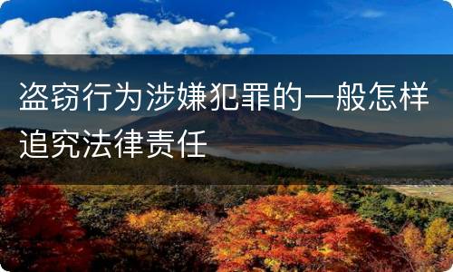 盗窃行为涉嫌犯罪的一般怎样追究法律责任