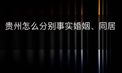 贵州怎么分别事实婚姻、同居