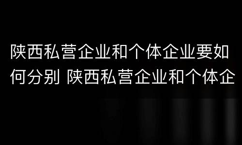 陕西私营企业和个体企业要如何分别 陕西私营企业和个体企业要如何分别纳税