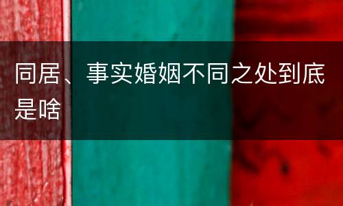同居、事实婚姻不同之处到底是啥