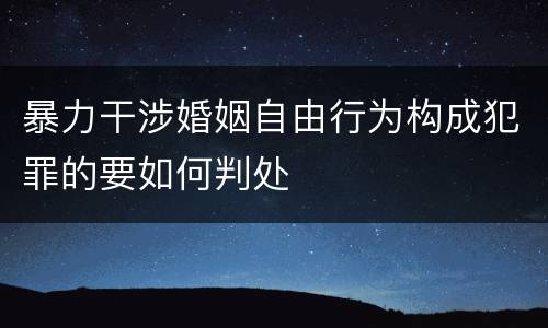 暴力干涉婚姻自由行为构成犯罪的要如何判处