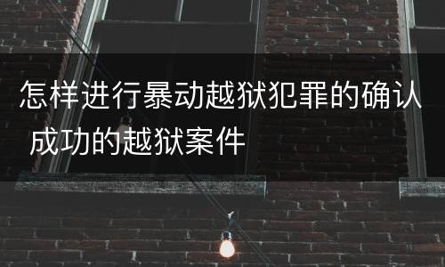 怎样进行暴动越狱犯罪的确认 成功的越狱案件