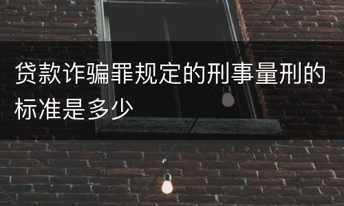贷款诈骗罪规定的刑事量刑的标准是多少