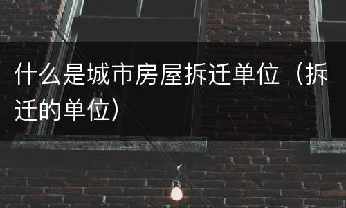 什么是城市房屋拆迁单位（拆迁的单位）