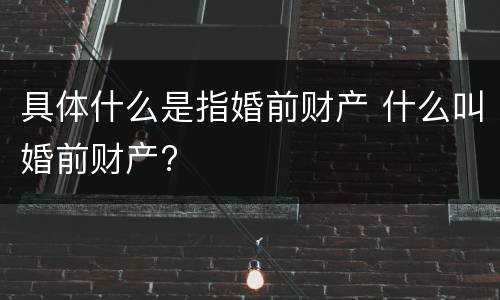 具体什么是指婚前财产 什么叫婚前财产?