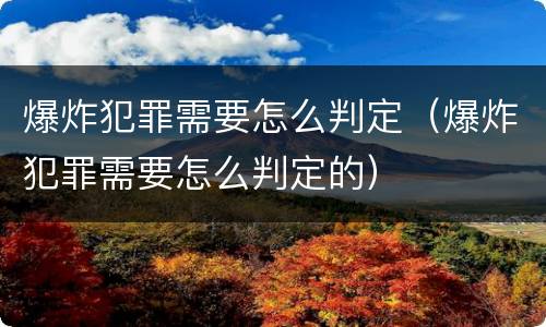 爆炸犯罪需要怎么判定（爆炸犯罪需要怎么判定的）