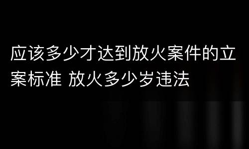 应该多少才达到放火案件的立案标准 放火多少岁违法