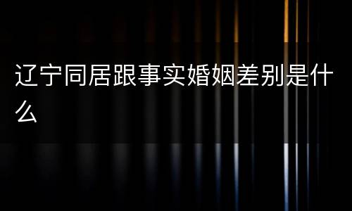 辽宁同居跟事实婚姻差别是什么