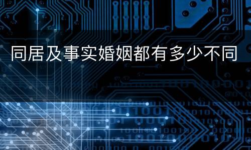 同居及事实婚姻都有多少不同
