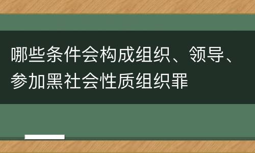 哪些条件会构成组织、领导、参加黑社会性质组织罪