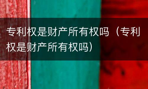 专利权是财产所有权吗（专利权是财产所有权吗）