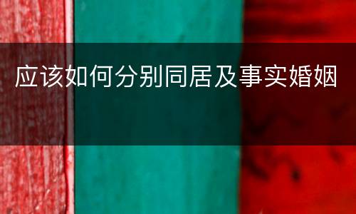 应该如何分别同居及事实婚姻