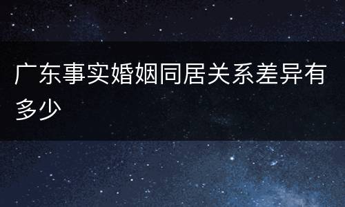 广东事实婚姻同居关系差异有多少
