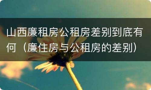 山西廉租房公租房差别到底有何（廉住房与公租房的差别）