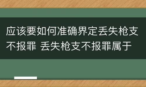 应该要如何准确界定丢失枪支不报罪 丢失枪支不报罪属于