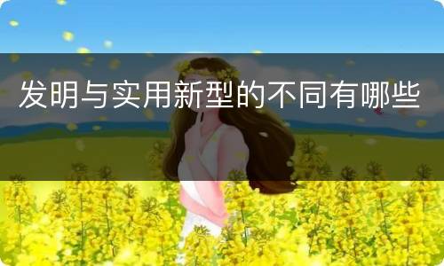 发明与实用新型的不同有哪些