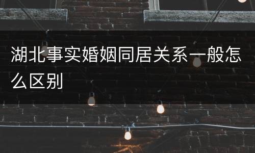 湖北事实婚姻同居关系一般怎么区别