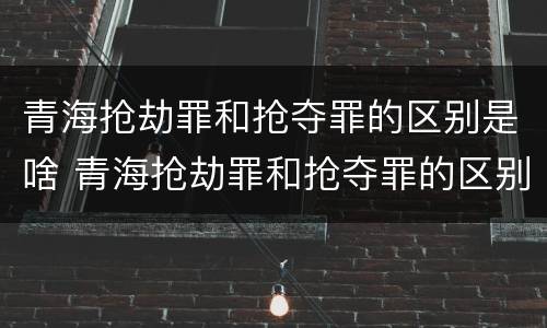 青海抢劫罪和抢夺罪的区别是啥 青海抢劫罪和抢夺罪的区别是啥呢