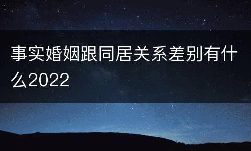 事实婚姻跟同居关系差别有什么2022