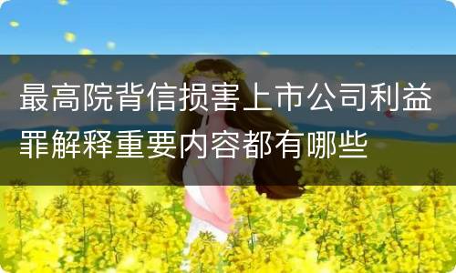 最高院背信损害上市公司利益罪解释重要内容都有哪些