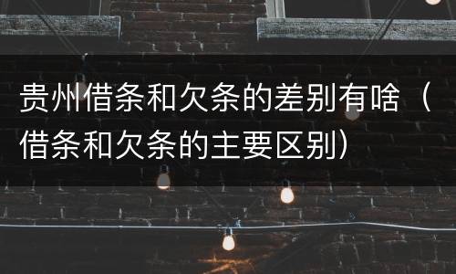 贵州借条和欠条的差别有啥（借条和欠条的主要区别）