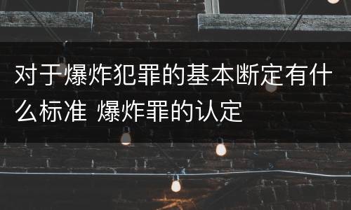 对于爆炸犯罪的基本断定有什么标准 爆炸罪的认定