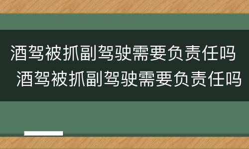 酒驾被抓副驾驶需要负责任吗 酒驾被抓副驾驶需要负责任吗现在