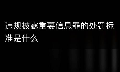 违规披露重要信息罪的处罚标准是什么
