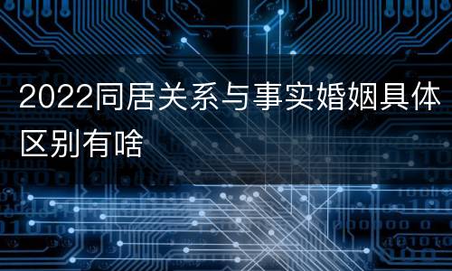 2022同居关系与事实婚姻具体区别有啥